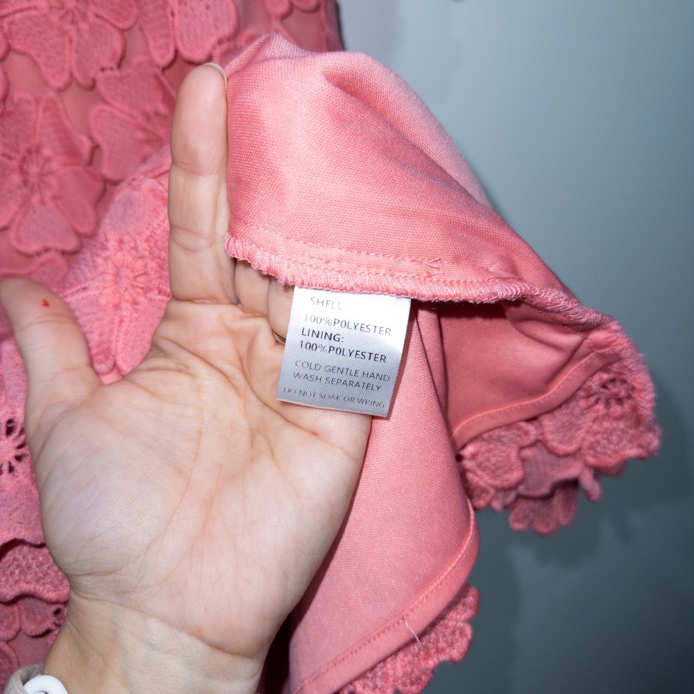 Petal & Pup Watermelon Pink Tallie Floral Embroidered Button Up Mini Dress 14 - Picture 9 of 9